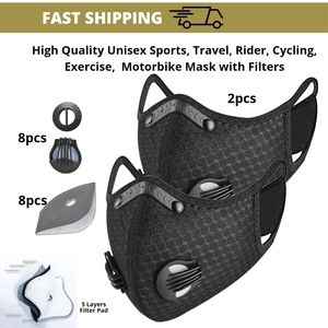 Motorbikers Washable Mask Rubber Nose Bridge | 4-5 layers Filter Pad | Valves